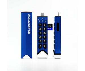 2 CONFEZIONI iStorage datAshur SD 512GB di unità flash USB crittografate con schede microSD iStorage rimovibili | Licenza KeyWriter inclusa per backup sicuri e adattatore Type-C-A GRATUITO