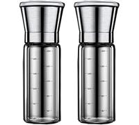 (2 confezioni) Set di agitatori per sale e pepe Regolabili ruvidi Grande capacità Armadi in acciaio inossidabile spazzolato ad alta capacità e vetro da 200 ml. Macina Sale e Macina Pepe (200ml. )
