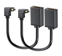 2 confezioni UP & Giù angolare Micro HDMI maschio a HDMI cavo adattatore | 90° 4K a 60Hz Micro HDMI tipo D a HDMI tipo A, 18 Gbps, per Raspberry Pi 5/Pi 4/GoPro/Camera -14,5 cm, nero