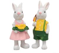 2 Conigli per pasqua Resina 9cm per decorazione Tavolo 2 Conigli | Design incantevole, pose giocose, espressione adorabile, per ideale per feste pasquali, gioiosa