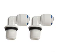 2 connettori a innesto per filtro dell'acqua da 6,35 mm a gomito con filettatura da 12 mm, per osmosi inversa e sistemi in linea frigoriferi, bianco
