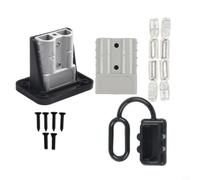 2 connettori Anderson da 50 A per carrelli elevatori con supporto e alloggiamento, contatti placcati in argento, 600 V UL94-V0, ignifugo, IP20, per sistemi da 12-24 V in navi, camper e B (grigio)