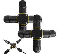 2 connettori per cavi impermeabili IP68, connettore per cavi impermeabile a 3 poli, manicotto di collegamento per diametro del cavo di 5 - 12 mm, scatola di derivazione impermeabile a 4 vie, IP68, per