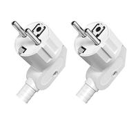 2 connettori Schuko, IP20 Schuko per interni, spina europea in plastica 250 V (16 A) per cavo da 8 a 10 mm, IP20 per interni - bianco