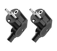 2 connettori Schuko, IP20 Schuko per interni, spina europea in plastica 250 V (16 A) per cavo da 8 a 10 mm, IP20 per interni - Nero