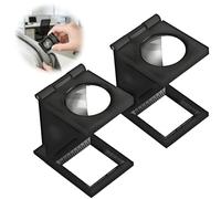 2 contafili, mini lente d'ingrandimento con ingrandimento 10x, 10 x lente d'ingrandimento pieghevole con supporto, lente d'ingrandimento per cucito, tessuti, gioielli, orologiaio e misurazione di