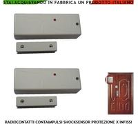 2 CONTATTI RADIO 433,92 MHZ SISMICO CODICE SECUR-LYSA ANTIFURTO BIANCHI VIBRATOR