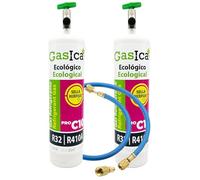 2 contenitori a gas biologici biologici benzesici +32 sostituiti R410A R32 950 gr +valvola+tubo peso neto 380gr
