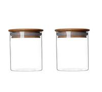 2 contenitori ermetici per alimenti, in vetro trasparente, con coperchio ermetico in legno, per chicchi di caffè, foglie di tè, zucchero, 250ML/8.5oz