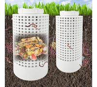 2 contenitori per compostaggio da esterni, interni e vermi per fattoria, kit per aiuole rialzate a casa, bidone per compost da giardino, riduzione dei rifiuti alimentari, compostaggio sostenibile per