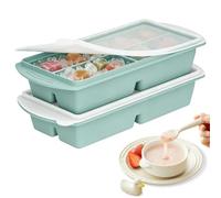 2 contenitori per il congelamento della zuppa, 4 fori in silicone con coperchio, 250 ml, contenitore per congelatore, grande stampo per cubetti di ghiaccio per zuppe, brodo salsa (grigio-blu)