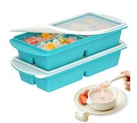 2 contenitori per il congelamento della zuppa, 4 fori in silicone con coperchio, 250 ml, contenitore per congelatore, grande stampo per cubetti di ghiaccio per zuppa, brodo, salsa (verde freddo)