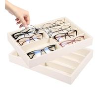 2 contenitori per occhiali da sole, organizer per occhiali da sole, in velluto, impilabili, 8 scomparti, per occhiali da sole, vassoio, contenitore per occhiali da sole, orologio per cassetto