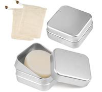 2 contenitori per sapone da viaggio, impermeabili, portasapone per shampoo, portasapone in metallo, in alluminio, con sacchetto per sapone, scolapiatti, in acciaio inox con coperchio, quadrato