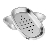 2 contenitori per sapone in acciaio inox con griglia di scolapiatti, portasapone, portasapone, antiruggine, impermeabile, portasapone, per vari saponi, sapone da barba e shampoo solido