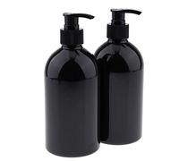 2 contenitori rotondi da 500 ml, vuoti, per sapone liquido fai da te, shampoo, bagnoschiuma, lozioni, oli essenziali. Pompa nera, come descritto AOD (pompa nera)