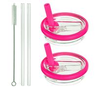 2 coperchi a prova di perdite per Stanley H2.0 Quencher, coperchio di ricambio per Stanley Cup Accessori ProTour, 2 cannucce riutilizzabili e 1 spazzola per la pulizia (fucsia)