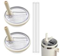 2 coperchi di ricambio per Stanley 40 oz, coperchio Stanley Cup a prova di perdite con 2 cannucce, accessori riutilizzabili a prova di perdite, copertura per chiusura Stanley Cup (Cremeton)