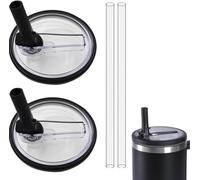 2 coperchi di ricambio per Stanley 40 oz, coperchio Stanley Cup a prova di perdite con 2 cannucce, accessori riutilizzabili a prova di perdite, copertura per chiusura Stanley Cup (nero)