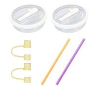 2 Coperchi Per Tazze, 2 Tappi Per Cannucce E 2 Cannucce, Accessori Per Tazze, Coperchi Per Tazze A Tenuta Stagna, Tappi Per Cannuccia Antipolvere, Riutilizzabili