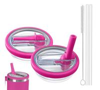 2 coperchi Stanley Cup a prova di perdite, riutilizzabili, a prova di perdite, per Stanley Cup 40 oz/1,2 l, con 2 cannucce e 1 spazzola per cannuccia (rosso rosa)