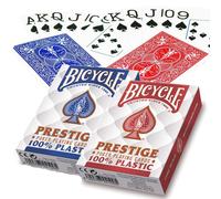 2 Coperte: Bicycle Prestige 100% Plastica Poker Carte Gioco Jumbo Rosso/Blu Neu