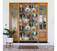 2 copertine decorative per porte con stampa di un simpatico cucciolo di cane, per interni/esterni, primavera, estate, autunno, inverno, Halloween, Natale, decorazioni per la casa