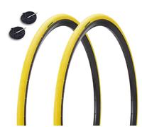 2 COPERTONCINI COLORATI 700X23C (23-622)+ CAMERE VALVOLA PRESTA SLICK FIXED ROAD