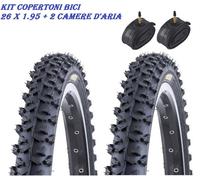 2 COPERTONE + 2 CAMERA D'ARIA PER MTB BICI BICICLETTA NERO 26 X 1.95 (50-559)