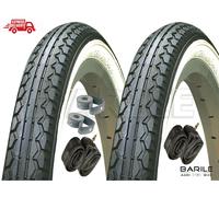 2 Copertone + 2 Camere + 2 Flap Bici 24 x 1.75 Bianco / Nero KENDA