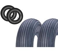 2 COPERTONI + 2 CAMERE D'ARIA 3.50-8 PNEUMATICI RIGATI RINFORZATI 4PR GOMME RUOTA CARRIOLA