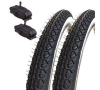 2 COPERTONI 20 X 1.75 (44-406) + 2 CAMERA D'ARIA SCHRADER AMERICA DEESTONE BIANCONERI CITY BIKE BICI GRAZIELLA