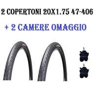 2 Copertoni 20x1.75 Bici 20 City Passeggio Olanda Gomma Pneumatico 47-406