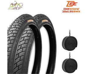 2 COPERTONI 20X1.95 (50-406) GOMME BICI BMX + CAMERE PNEUMATICI FREE STYLE SLICK