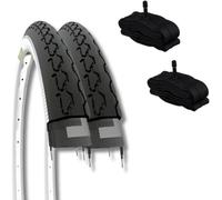 2 Copertoni 24 x 1 3/8 (37-540) + Camere America per City Bike Bambino/Ragazzo Pneumatici Stradali Bianco Neri in Gomma Bicicletta Donna EBI24BXE