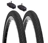 2 COPERTONI 24 X 1.75 (47-507)+ 2 CAMERA D'ARIA AMERICA SCHRADER NERI CITY BIKE BICI GRAZIELLA