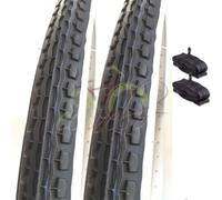 2 COPERTONI 24 X 1.75 (47-507) + 2 CAMERE D'ARIA SCHRADER AMERICA BIANCO-NERO BICI BICICLETTA UOMO Deestone