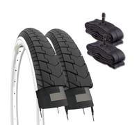 2 COPERTONI 24 X 1.75 (47-507) + 2 CAMERE D'ARIA SCHRADER AMERICA PER PNEUMATICI STRADALI BIANCO NERI GRAZIELLA CITY BIKE BICI DA 24" OLANDA