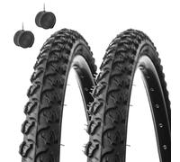 2 COPERTONI 24 X 1.75 (47-507) + CAMERE | PNEUMATICI BICICLETTA TASSELLATI NERI MTB BICICLETTA MOUNTAIN BIKE