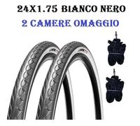 2 Copertoni 24x1.75 Bici Bicicletta Olanda Graziella Bianco Nero Gomme Passeggio