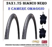 2 Copertoni 24x1.75 Bici Bicicletta Olanda Graziella Bianco Nero Gomme Passeggio