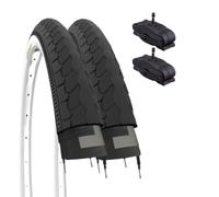2 COPERTONI 26 X 1 3/8 BIANCONERI + 2 CAMERE D'ARIA VALVOLA AMERICA BICI BICICLETTA OLANDA (37-590) BIANCO NERO