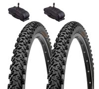 2 COPERTONI 26X2.10 (56-559) + CAMERE AMERICA PNEUMATICI TASSELLATI NERI MOUNTAIN BIKE BICI BICICLETTA MTB UNISEX