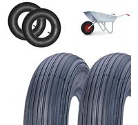 2 COPERTONI 3.50 - 8 + CAMERE D'ARIA PNEUMATICI 4PR RIGATI GOMME RUOTE CARRIOLA