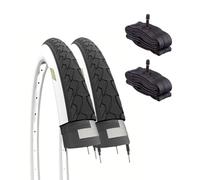 2 COPERTONI 700 X 35 C (37-622) + CAMERE VALVOLA AMERICA PNEUMATICI STRADALI BIANCONERI 28 1 5/8 3/8 CITYBIKE TREKKING