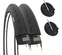 2 COPERTONI 700 X 25C (25-622) + 2 CAMERE CON VALVOLA FRANCESE PNEUMATICI STRADALI PER BICI DA CORSA ROAD BIKE BDC STRADA DA PASSEGGIO (60mm)