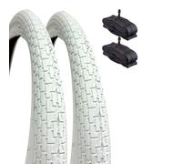 2 COPERTONI BIANCHI 20 X 1.95 (50-406) + CAMERE AMERICA GOMMA BICI BMX BAMBINO
