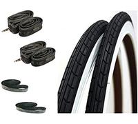 2 Copertoni BIANCO-NERO + 2 Camere d'Aria + Flap Copri Raggi 24 X 1 3/8