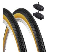 2 Copertoni bici 26 x 1 3/8 + Camere d'aria america nero para per bici olanda