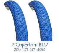 2 COPERTONI DA BICICLETTA 20 x 1,75 COLORE BLU PER BICI GRAZIELLA PIEGHEVOLE BMX